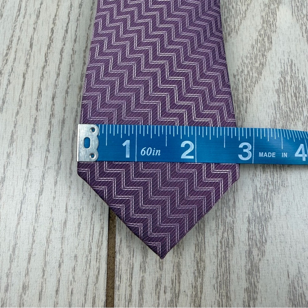 813 Alfani Men's Tie Abstract Chevron Pattern 650 Pink $55 Polyester - Picture 2 of 5